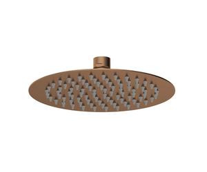 Nuie Round Thin Fixed Shower Head | Brushed Bronze | Stainless Steel | 200mm
