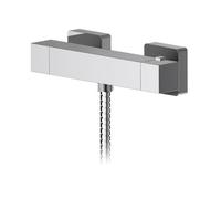 Nuie Sanford Square Thermostatic Shower Bar Valve with Bottom Outlet | Chrome | Metal/Plastic | 275mm x 55mm x 82mm