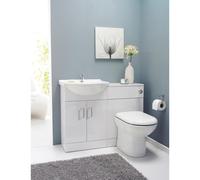 Nuie Saturn Cloakroom Furniture Pack and Round Ceramic Basin | Gloss White | Plastic | 1033mm x 430mm