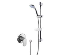 Nuie SBR05MV1 Bundle Modern Bathroom Concealed Manual Binsey Shower Valve with Curved Slide Rail Kit and Round Outlet Elbow, Chrome