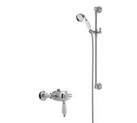 nuie SBT52MV1 Shower Bundle ǀ Traditional Bathroom Exposed Manual Shower Valve and Victorian Inspired Slider Rail Kit, Chrome
