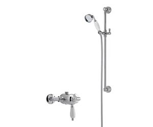 nuie SBT52MV1 Shower Bundle ǀ Traditional Bathroom Exposed Manual Shower Valve and Victorian Inspired Slider Rail Kit, Chrome