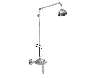 Nuie SBT53MV1 Bundle Traditional Bathroom Exposed Manual Shower Valve and Victorian Inspired Rigid Riser Kit, Chrome