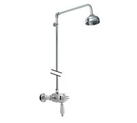 nuie SBT53MV1 Shower Bundle ǀ Traditional Bathroom Exposed Manual Shower Valve and Victorian Inspired Rigid Riser Kit, Chrome