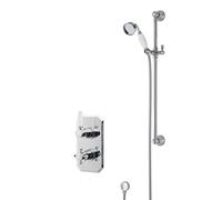 nuie SBT54TW1 Shower Bundle ǀ Traditional Bathroom Concealed Thermostatic Twin Shower Valve and Victorian Slider Rail Kit, Chrome/White
