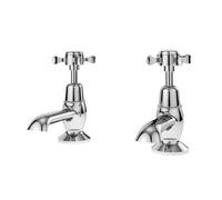 Nuie Selby Traditional Crosshead Basin Taps | Chrome | Brass | 70mm x 130mm x 132mm