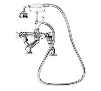 Nuie Selby Traditional Crosshead Bath Shower Mixer Tap with Kit | Chrome | Brass | 361mm x 365mm x 160mm