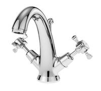 Nuie Selby Traditional Crosshead Mono Basin Mixer Tap with Pop-up Waste- SEL305DX | Chrome | Brass | 215mm x 176mm x 175mm