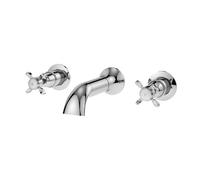 Nuie Selby Wall Mounted Traditional Crosshead 3 Tap Hole Bath Filler Tap | Chrome | Metal | 69mm x 69mm x 192mm