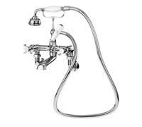 Nuie Selby Wall Mounted Traditional Crosshead Bath Shower Mixer Tap with Kit | Chrome | Brass | 248mm x 331mm x 195mm