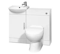 Nuie Sienna Cloakroom Vanity Unit Toilet Suite | Gloss White | Plastic | 900mm