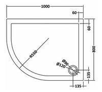 Nuie Slate Grey Offset Quadrant Shower Tray - Slimline 40-45mm, Anti-Slip, Multiple Sizes