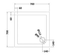 Nuie Slate Grey Square Shower Tray 700 X 700 mm, 40 mm Slimline, Textured Anti-Slip, Corner Outlet