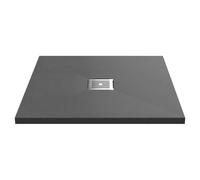 nuie NLT71006 Modern Bathroom Slimline Square Shower Tray - Grill Not Included, 800mm x 800mm, Slate Grey