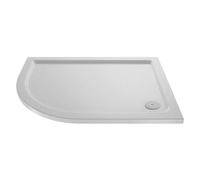 Nuie Slip Resistant Left Hand Offset Quadrant Shower Tray | White | Acrylic/Stone Resin | 900mm x 760mm