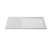 Nuie Slip Resistant Walk In Shower Tray with Centre Edge Waste | White | Acrylic/Stone Resin | 1400mm x 800mm