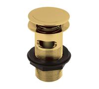 Nuie Slotted Push Button Basin Waste | Brushed Brass | Stainless Steel | 61mm x 61mm x 97mm