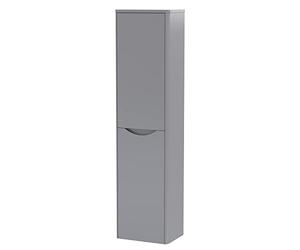 nuie SML262 Lunar Modern Bathroom Wall Hung 2 Door Tall Unit, 350mm, Satin Grey