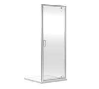 nuie SQPD80 Rene Modern Bathroom Reversible 6mm Toughened Safety Glass Pivot Shower Door, 800mm, Chrome