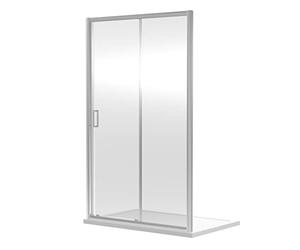 nuie SQSL10 Rene Modern Bathroom Reversible 6mm Toughened Safety Glass Single Sliding Shower Door, 1000mm, Chrome