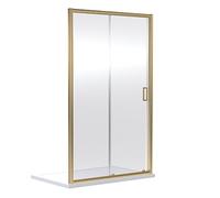 nuie SQSL14BB Rene Modern Bathroom 1850mm 6mm Toughened Safety Glass Shower Enclosure Single Sliding Door, 1400mm, Brushed Brass