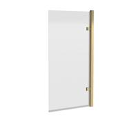 Nuie Square Hinged Bath Screen | Brushed Brass | Glass/Aluminium | 800mm