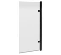 Nuie Square Hinged Bath Screen | Matt Black | Glass/Aluminium | 800mm