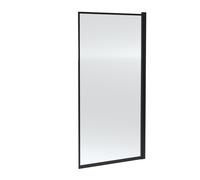 Nuie Square Hinged Framed Bath Screen | Matt Black | Aluminium | 800mm