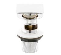 Nuie Square Slotted Push Button Basin Waste | Chrome | Brass | 62mm x 102mm x 62mm