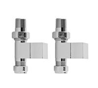 Nuie Square Straight Radiator Valves | Chrome | Metal | 65mm x 95mm x 95mm