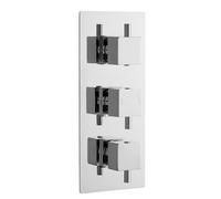 Nuie Square Triple Concealed Thermostatic Shower Valve | Chrome | Brass | 120mm x 280mm x 136mm