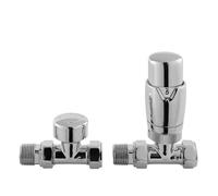 Nuie Straight Thermostatic Radiator Valves | Chrome | Metal | 60mm x 118mm x 40mm