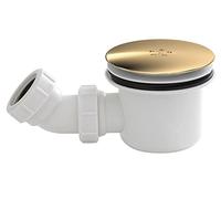 nuie STW005 Modern Bathroom Fast Flow Shower Waste Cover, 99 x 116 x 116mm, Brushed, White/Brass