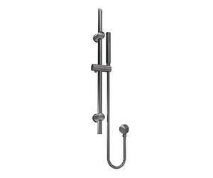 nuie STY742 Arvan Modern Bathroom Wall Mount Round Slide Rail Shower Kit with Outlet Elbow, 740mm, Brushed Pewter