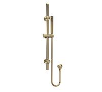 nuie STY842 Arvan | Modern Bathroom Round Slide Rail Kit with Outlet Elbow, Flex Hose and Single Function Handset, 740mm, Brushed Brass