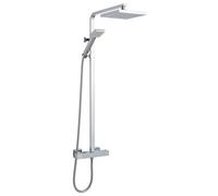 Nuie Thermostatic Shower Bar Valve and Rigid Riser Shower Kit with Square Head- JTY386 | Chrome | Brass | 261mm x 1200mm x 465mm