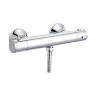 Nuie Thermostatic Shower Bar Valve with Bottom Outlet | Chrome | Metal | 266mm x 65mm x 66mm