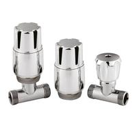 Nuie Thermostatic Straight Radiator Valves | Chrome | Steel