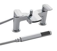 Nuie TMO354 Mona ǀ Modern Bathroom Round Bath Mixer Tap and Shower Kit, 131mm x 230mm, Chrome, Set of 2 Pieces