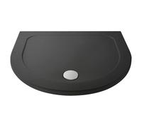 nuie TR71095 Modern Bathroom D Shape Slimline Pearlstone Shower Tray, 1050mm, Slate Grey