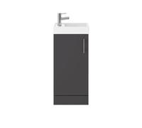 Nuie Valut Single Door Vanity Unit and Compact Basin | Gloss Grey | MDF | 400mm