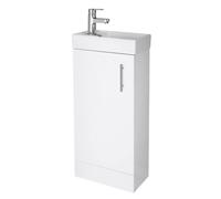 Nuie Vault Slimline Vanity Unit and Basin | Gloss White | MDF | 400mm