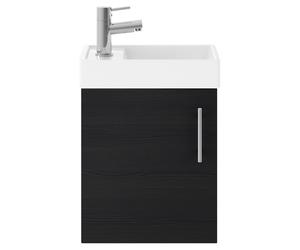 Nuie Vault Wall Hung Single Door Vanity Unit and Compact Basin | Charcoal Black | MDF | 400mm