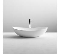 nuie NBV259 Luxe Vessel Modern Bathroom Round Countertop Vessel Basin Sink, 155 x 615 x 360mm, Matt White