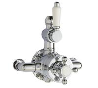 Nuie Victorian Twin Exposed Thermostatic Shower Valve | Chrome | Brass | 149mm x 160mm x 136mm