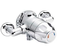 Nuie VSQ1 Commercial ǀ Modern Bathroom Exposed Sequential Thermostatic Shower Valve with Round Handle, 80mm x 205mm, Chrome