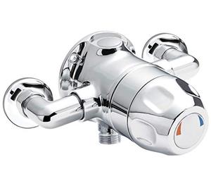 Nuie VSQ1 Commercial ǀ Modern Bathroom Exposed Sequential Thermostatic Shower Valve with Round Handle, 80mm x 205mm, Chrome