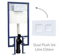 nuie XTY109S Bathroom Accessories Modern Bathroom Dual Flush Concealed Cistern and Frame with Square Button Flush Plate, 520 x 1136 x 204mm, Matt White