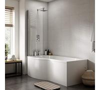 NUIE WBB200 ǀ Modern Bathroom B Shaped Bath Front Panel, 1700mm x 500mm x 150mm, White