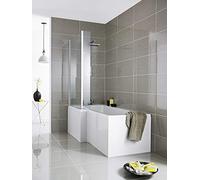NUIE WBS301 ǀ Modern Bathroom L Shape Square End Panel, 700mm x 500mm x 26mm, White